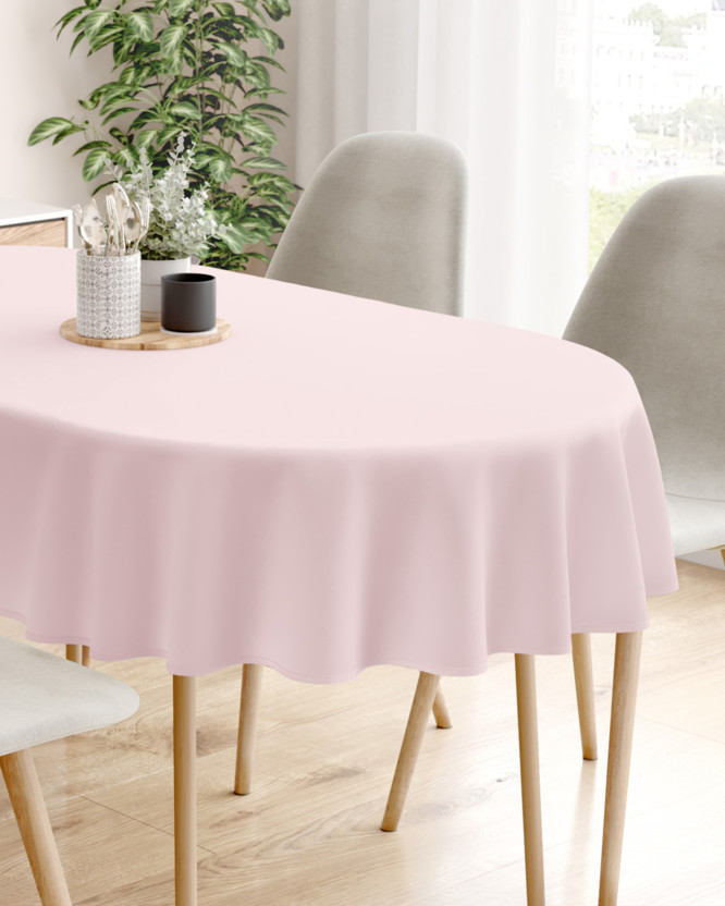 Oválny obrus 100% bavlnené plátno - púdrovo ružový