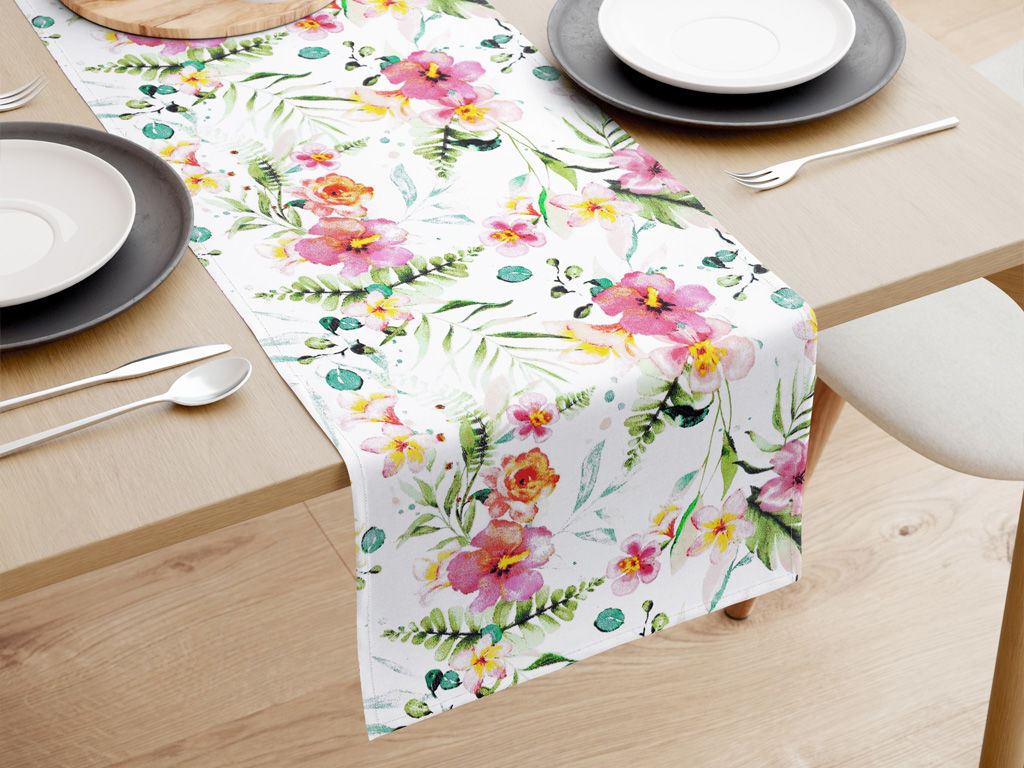 Behúň na stôl 100% bavlnené plátno - havajské kvetiny