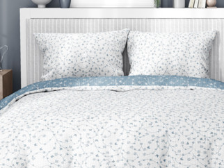 Krepové posteľné obliečky - vzor 782 kvietky a motýle s modrosivou