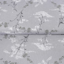 Bavlnené plátno SIMONA - vzor 933 japonské kvety na sivom - metráž š. 145cm