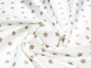 Bavlnené plátno SIMONA - vzor 382 béžové hviezdičky na bielom podklade - metráž š. 145cm