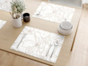 Bavlnené prestieranie na stôl - svetlo béžové kvety na bielom - sada 2ks