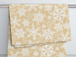 Vianočná kuchynská bavlnená utierka - vzor 092 snehové vločky na zlatom