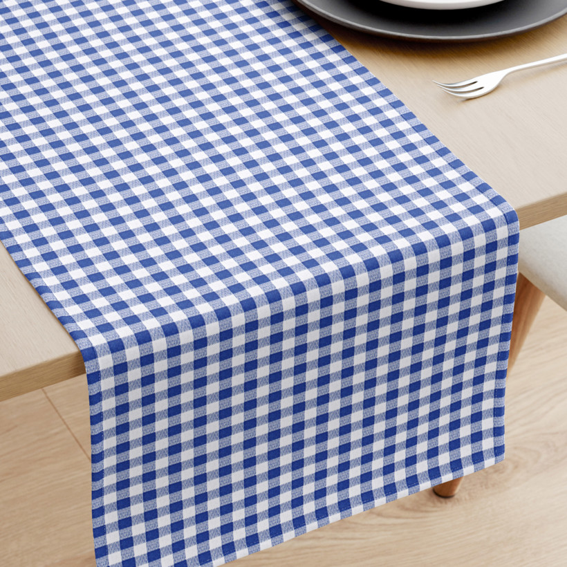 Behúň na stôl 100% bavlnené plátno - modré a biele kocky