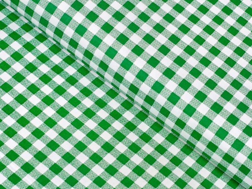 Bavlnené plátno - zelené a biele kocky