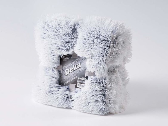 Luxusná deka - mikro s extra dlhým vlasom - sivá/biela