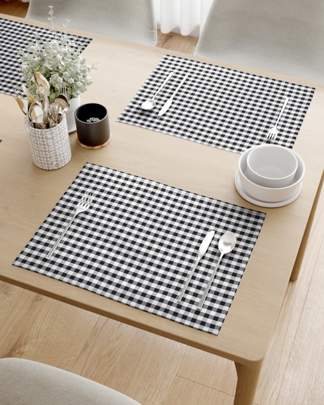 Prestieranie na stôl 100% bavlnené plátno - čierne a biele kocky - sada 2ks