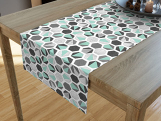 Dekoračný behúň na stôl LONETA - vzor mintový hexagon
