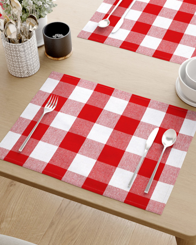 Prestieranie na stôl 100% bavlna - veľké červeno-biele kocky - sada 2ks