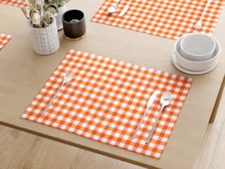 Prestieranie na stôl Menorca - oranžové a biele kocky - sada 2ks