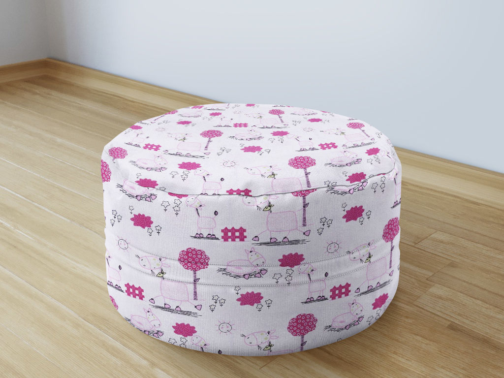 Detský bavlnený sedacie bobek 50x20cm - ružoví oslíci