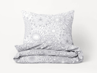 Bavlnené posteľné obliečky - vzor 1076 veľké mandaly na sivom a bielom