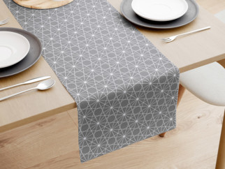 Dekoračný behúň na stôl LONETA - vzor biele línie na sivom