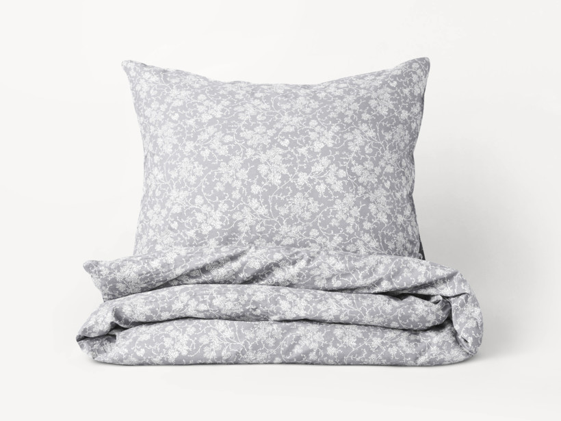 Flanelové posteľné obliečky - popínavé kvety na svetle sivom