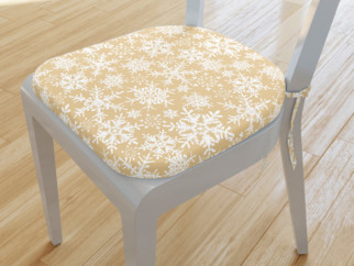 Vianočný bavlnený oblý podsedák 39x37 cm - vzor snehové vločky na zlatom