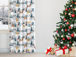 Vianočný záves LONETA - vzor maľovaní jeleni a srnky