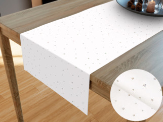 Exkluzívny teflónový behúň na stôl - biely s ozdobnými kamienkami