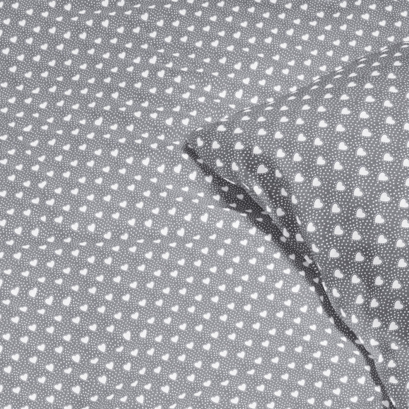 Bavlnené posteľné obliečky - srdiečka na sivom
