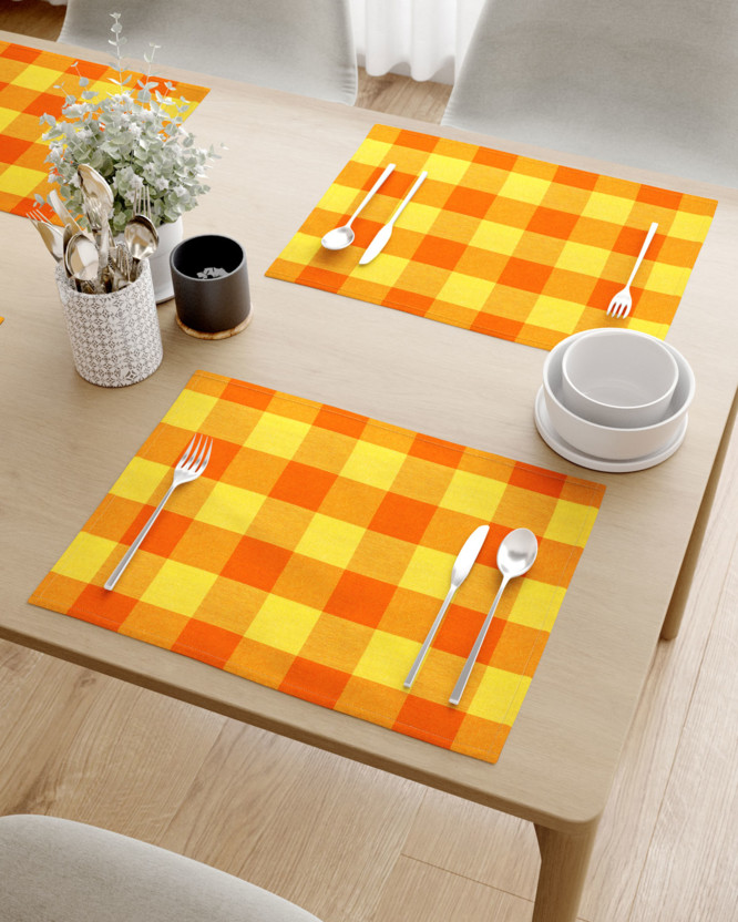 Prestieranie na stôl 100% bavlna - veľké oranžovo-žlté kocky - sada 2ks
