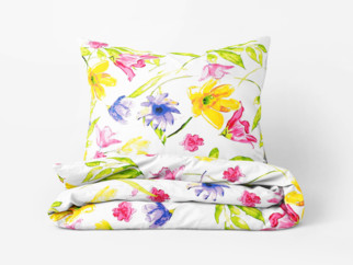 Bavlnené posteľné obliečky - akvarelové kvety