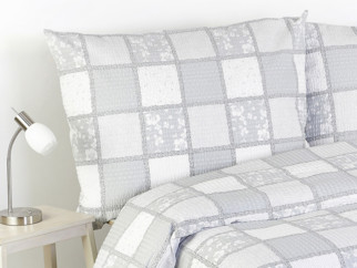 Krepové posteľné obliečky - vzor 675 sivé a biele štvorce
