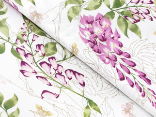 Bavlnené plátno Deluxe - kvety vistárie - metráž š. 230 cm