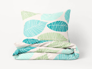Bavlnené posteľné obliečky - vzor 1010 zelené a mintové listy