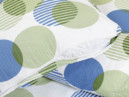 Krepové posteľné obliečky Deluxe - zelenomodré prúžkované kruhy