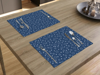 Vianočné prestieranie na stôl - hvezdičky na modrom - 2ks