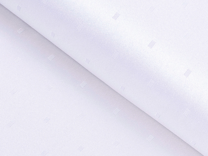 Teflónová látka na obrusy - biela s fialovým nádychom s lesklými obdĺžničky