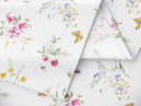 Bavlnený záves - vzor farebné lúčne kvety na bielom