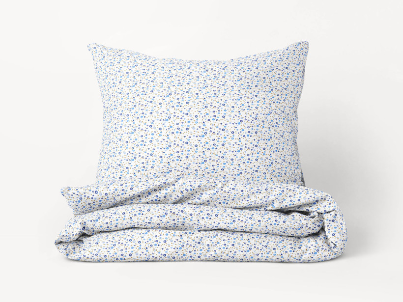 Bavlnené posteľné obliečky - drobné modré kvítí