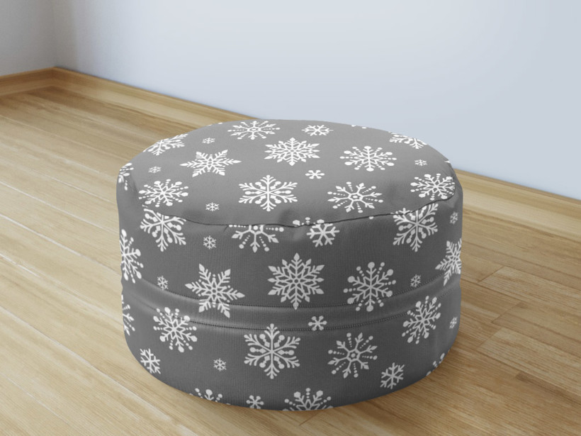 Vianočný bavlnený sedacie bobek 50x20cm - vločky na sivom