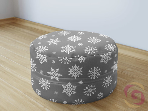 Vianočný bavlnený sedacie bobek - vzor vločky na sivom
