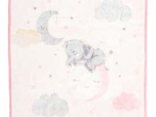 Detská španielska deka Manterol Baby - sloník ružový - 75x100 cm