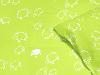 Detské bavlnené obliečky - vzor 1020 biele ovečky na svetle zelenom
