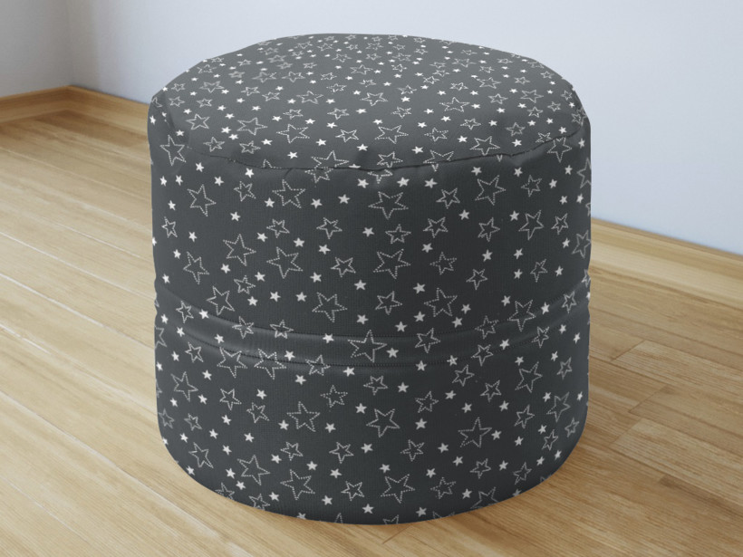 Bavlnený sedacie bobek 50x40cm - biele hviezdičky na sivom