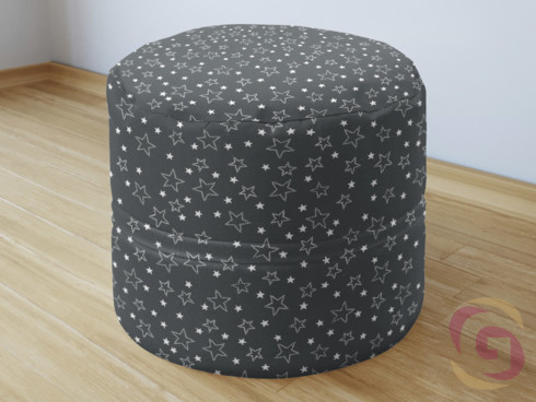 Bavlnený sedacie bobek - vzor biele hviezdičky na sivom