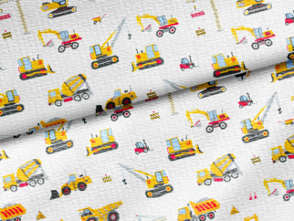 Detské krepové obliečky - vzor 914 nákladné autá a bagre