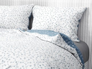 Bavlnené posteľné obliečky - vzor 782 kvietky a motýle s modrosivou