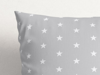 Bavlnená obliečka na vankúš - biele hviezdičky na svetlo sivom