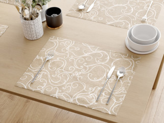 Prestieranie na stôl LONETA - vzor biele ornamenty na režnom - 2ks