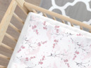 Bavlnené obliečky do detské postieľky - vzor 934 japonské kvety na bielom