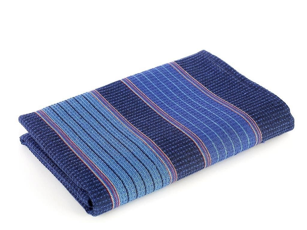 Pracovný vaflový uterák - široké prúžky - modrý
