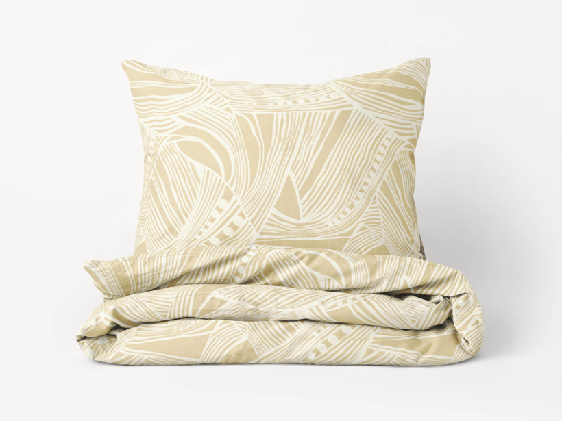 Flanelové posteľné obliečky - tropické listy na zlatom