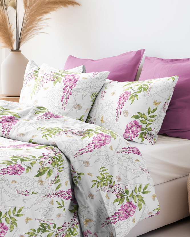 Bavlnené posteľné obliečky Deluxe - kvety vistárie