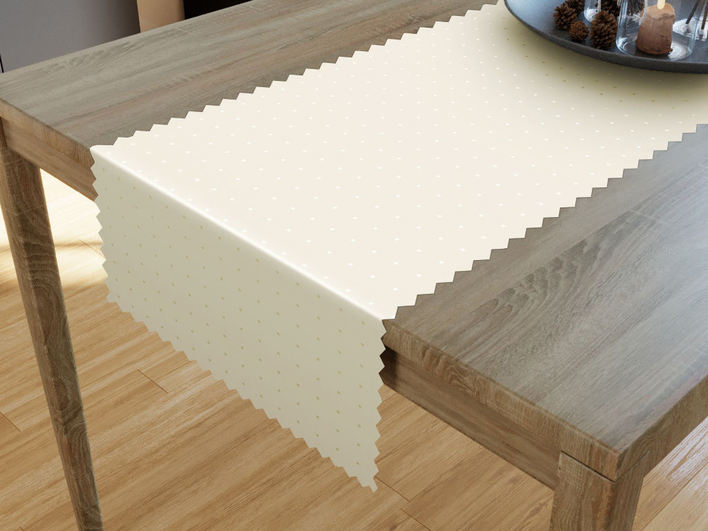 Sviatočný behúň na stôl teflónový - vanilkový s lesklými štvorčeky