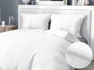 Damaškové posteľné obliečky so saténovým vzhľadom Deluxe - vzor 003 drobné biele prúžky