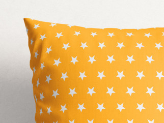 Bavlnená obliečka na vankúš - vzor biele hviezdičky na oranžovém