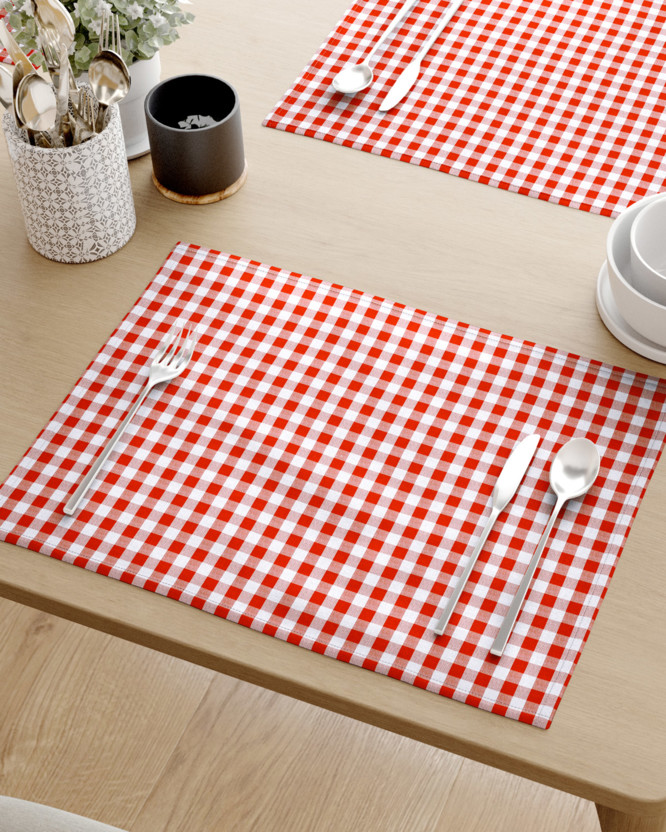 Prestieranie na stôl 100% bavlnené plátno - červené a biele kocky - sada 2ks